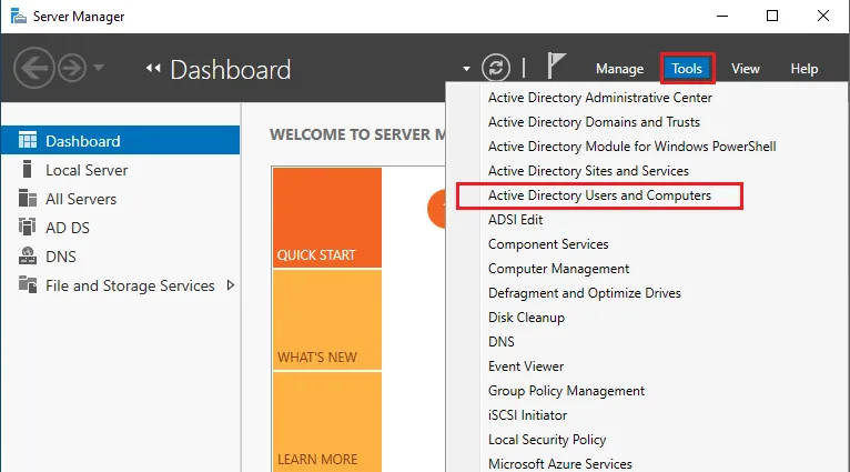 How to Reset a User Password in Domain Controller Server Manager Dashboard